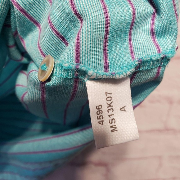 Peter Millar Polo Shirt Mens Large Blue Striped 100% Cotton Golf Short Sleeve - Picture 12 of 13